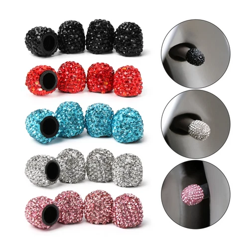 Dijes brillantes de diamante para vástago de válvula de neumático de rueda de coche de cristal 4 piezas Foto 1 de 4