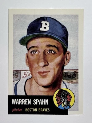 1991 Topps Baseball Archives #147 Warren Spahn The Ultimate 1953 Reprint Series - Image 1 of 4