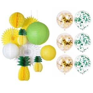 1 Set/15pcs Hawaii Pineapple Honeycomb Ball Set Sequins Honeycomb Ball Hanging - Picture 1 of 12