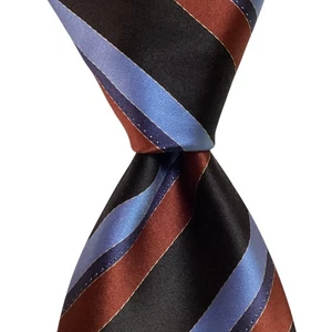 STEFANO RICCI Luxury Collection Silk Blend Necktie ITALY Striped Black/Blue EUC - Picture 1 of 3