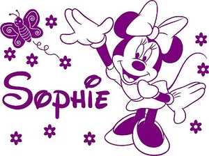 MINNIE MOUSE PERSONALISED WALL Art Vinyl Sticker Decal modern disney GIRLS - Picture 1 of 8