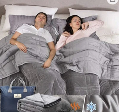 Manta con peso tamaño king OMYSTYLE 88x104" doble cara gris reversible 20 lb Foto 1 de 4