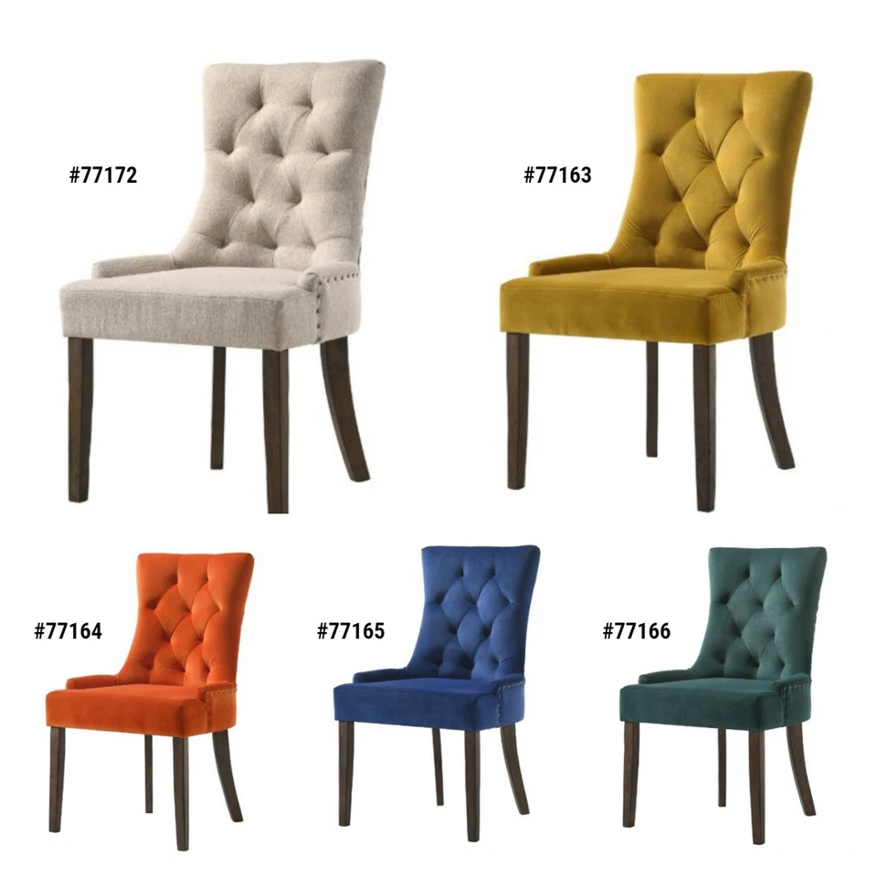 ACME Farren 5-Color Velvet Padded & Weathered Oak Base Finish 38"H Side Chair - Image 1 of 1