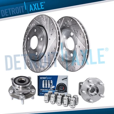 Rotores de disco perforados delanteros bujes de rueda + tuercas de 10 piezas para Subaru Forester Impreza Foto 1 de 4