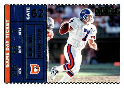 2022 Panini Contenders #GDT-JEL John Elway Game Day Ticket Emerald - Image 1 of 2