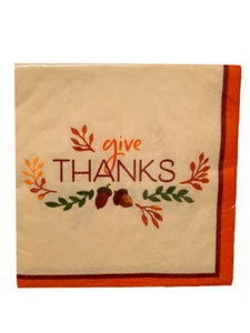 "Give Thanks" Fall Festivities 16 Ct Luncheon Napkins Thanksgiving - Picture 1 of 2