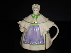 Shawnee Granny Ann holding cane Tea Pot purple apron green trim shawl Made USA - Bild 1 von 6
