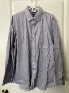 Croft & Barrow Shirt 18 34/35 Blue Check Long Sleeve No Iron Classic Fit - Picture 1 of 7