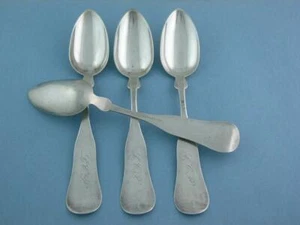 4 cucharas de plata de monedas tempranas CHESTER PARMENTER Rutland VT c1871-1875 - Imagen 1 de 6