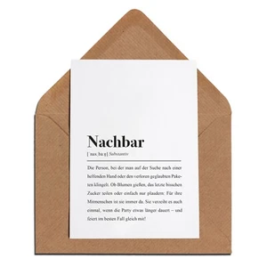 Nachbar Karte mit Umschlag: Nachbarschaft Dankeschön Geschenk Spruch witzig süß - Bild 1 von 4
