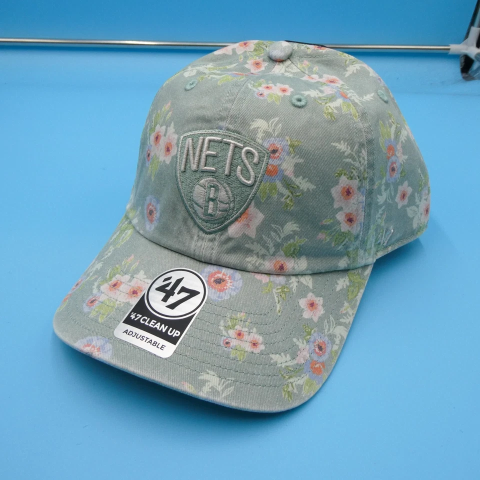 Brooklyn Nets Hat Mens Strap '47 Brand Green Floral Cap Basketball NBA Team New - Image 1 of 4