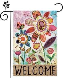 Flower Garden Flag Colorful Floral Yard Flag Double-Sided Spring Summer Welcome - Picture 1 of 7