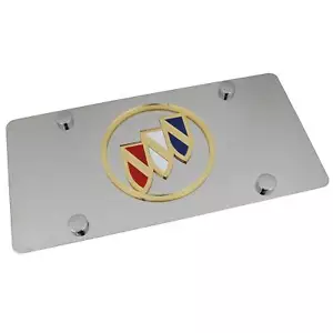 Buick Logo License Plate (Gold on Chrome) - Picture 1 of 4