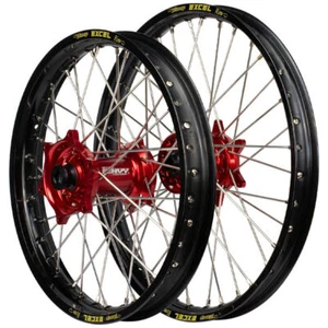 Honda CR250R 1995 - 1999 Envy / Excel SNR Wheel Set 21/19 Black Rims Red Hubs - Picture 1 of 6