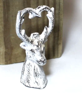 Hirschkopf Flaschenöffner Metallguss Geweih weiß - Bild 1 von 6