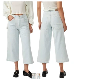 NWT's FREEE PEOPLE Piper Mid Rise Crop Wide Leg Jeans SIZE 25 BLEACH BLOOM - Picture 1 of 3