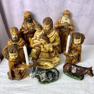 Set Natività Vintage Gesso Giappone Grande 8 Pezzi Sacra Famiglia Natale - Foto 1 di 15