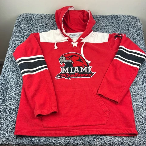 Champion Miami Redhawks Hooded Sweatshirt Mens Medium Hoodie Pullover Hockey Cover