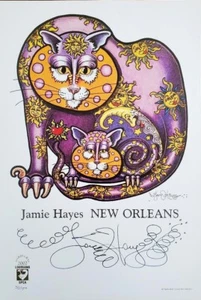 SUN & MOON KITTIES PRINT Jamie Hayes SIGNED LITHOGRAPH Cat art, New Orleans - Picture 1 of 1