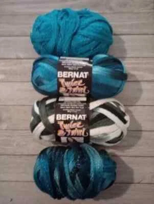 yarn crochet ruffle twist & twirl 4pc lot blueberry yin yang xtras - Image 1 of 2