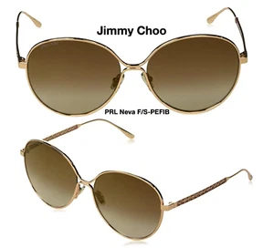 JIMMY CHOO NEVA F/S PEFIB Sunglasses Gold;Green/Green Gradient 60mm NEW - Picture 1 of 5