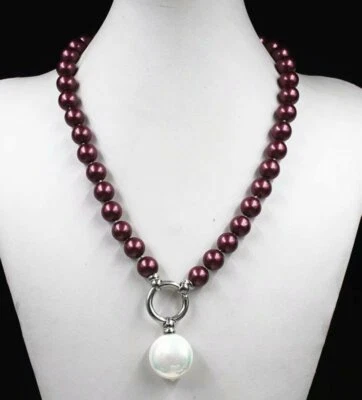 Wonderful Genuine 12mm Perfect South Sea Shell Pearl  Baroque Necklace 20 inch - Image 1 of 4