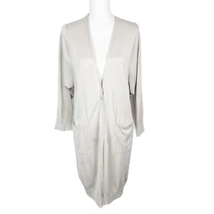 Uniqlo Sweater Women Small Tan Long Sleeve One Button Cover Up Long Cardigan - Picture 1 of 15