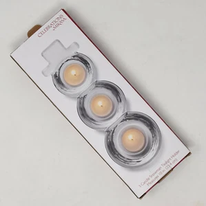 Mikasa Celebrazioni Pupazzo di Neve Tealight Portacandele con 3 Candele Nuovo Vetro - Foto 1 di 8
