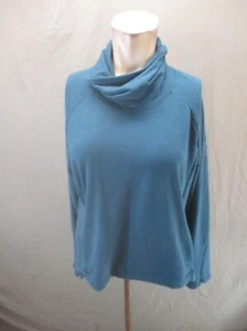 ADIDAS Size L (16-18) Girls Blue Cowl Neck Pocket Long Sleeve Athletic Top 129 - Picture 1 of 9