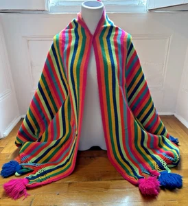 Vintage mexikanisch hell regenbogenfarben Schal Rebozo/Tischläufer Dual Use - Bild 1 von 5