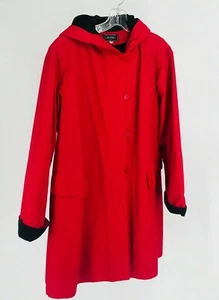 Impermeable para mujer Ledel Paris rojo talla 2 con capucha puños y sudadera con capucha de piel sintética - Imagen 1 de 10