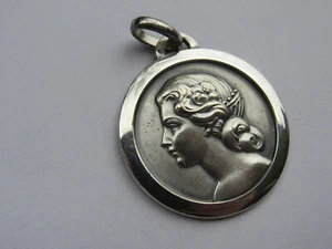 Antike Medaille Anhänger Frau JUGENDSTIL - Sterlingsilber - Gewicht 18,3 gr - Bild 1 von 5