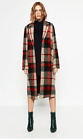 Zara NWT Plaid Wool Blend Long Coat Oversized small