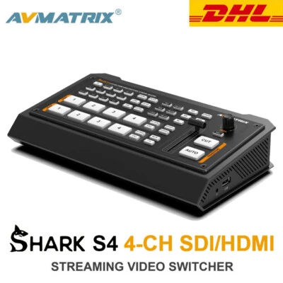 AVMATRIX Shark S4 4-Channel SDI/HDMI Streaming Video Switcher Panel USB Capture - Image 1 of 4