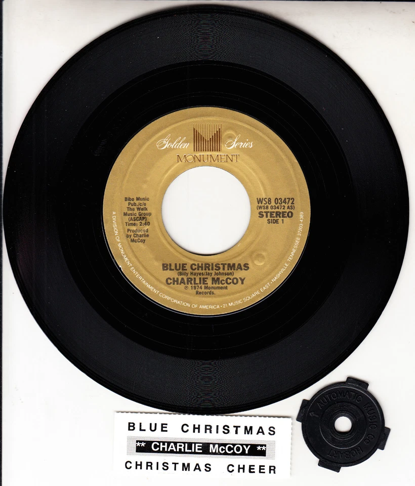 CHARLIE McCOY  Blue Christmas & Christmas Cheer 7" 45 record NEW + jukebox strip - Image 1 of 1