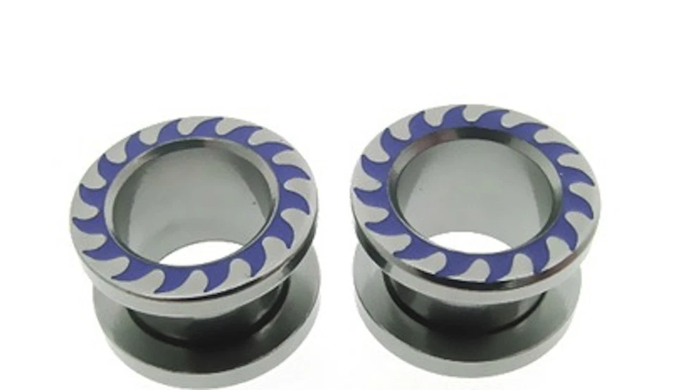 PAR DE TAPONES PARA OREJAS TÚNEL CARNE AZUL LAZER ART 00g (10MM) bisutería corporal  Foto 1 de 1