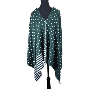 Duluth Trading Women One Size Reversible Polka Dot Stripe Poncho Cashmere Wool - Picture 1 of 5