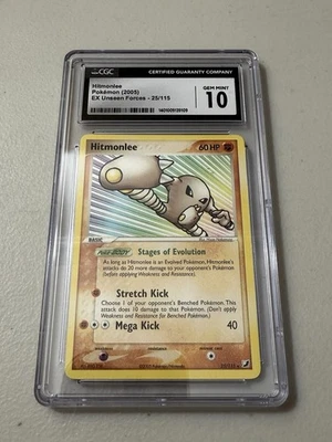 (TOP POP 10) CGC 10 GEM MINT Hitmonlee 2005 EX Unseen Forces 25/115 Pokemon Card - Image 1 of 2