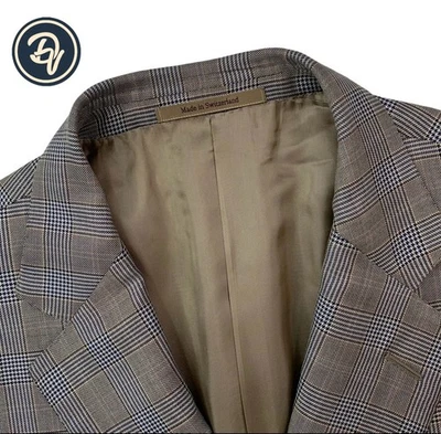 Blazer Para Hombres 44 L Ermenegildo Zegna "Lana y Seda" Marrón Claro Doble Ventana Foto 1 de 4