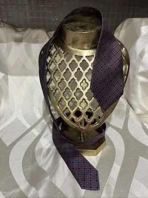 Pierre Cardin 70s "Modèle Déposé Red Blue Fleurette Silk Made in Italy Short Tie - Image 1 of 4