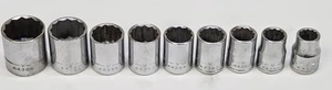 VINTAGE CRAFTSMAN -V- 9 Piece 3/8'' Drive 12 Pt Metric M/M Socket Set USA - Foto 1 di 12
