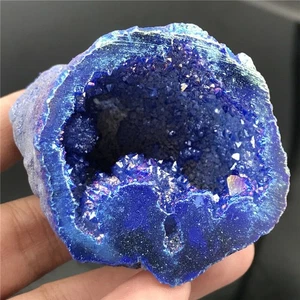 1pz Grappolo Geode Agata Titanio - Cristallo Quarzo Arcobaleno Reiki Minerale Guarigione - Foto 1 di 12