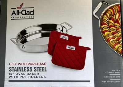 Nuovo panettiere/rostapane ovale in acciaio inox 15" e 2 porta pentole professionale - Immagine 1 di 2