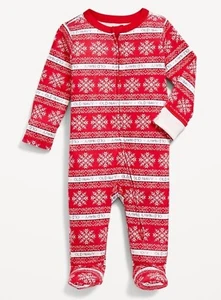 Old Navy Baby 2-Wege-Reißverschluss Schlaf & Spiel Fuß Einteiler rot Fair Isle Größe Neugeborenes - Bild 1 von 1