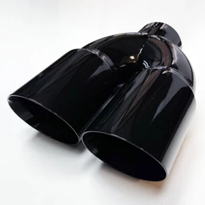 5" DUAL 6" DIESEL EXHAUST TIP 5.00" STAINLESS STEEL GLOSS BLACK MITER STACK - Picture 1 of 4