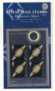 GB 1999 Sonnenfinsternis Kleinbogen Zylinderblock Stempel Format Packung rar - Bild 1 von 2