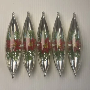 Juego De Colección De 5 Joyas Brite Poinsettia Adornos De Navidad Plata * Espalda Dorada - Imagen 1 de 16