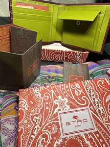 New $400 Etro MENS Wallet tags/ duster/ Box /Certificate Authenticity, burgundy - Picture 1 of 14