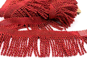 10 METER MAHROON MIT GOLDBARREN FRANSEN QUASTE BORTE 10 CM POLSTERFRANSEN - Bild 1 von 3