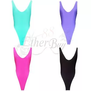 Disco-Trikot Tanga Body Badeanzug Oberteil Damen Frauen V-Ausschnitt tief getrimmt - Bild 1 von 29